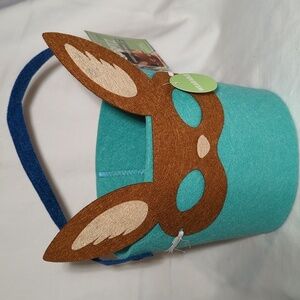 Felt Fox Basket with Wearable Mask Blue Easter Spritz Brand NWT